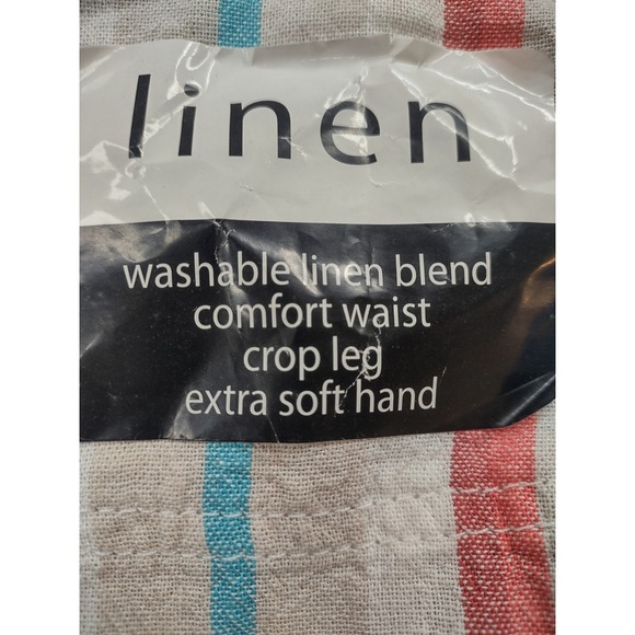 Dash Linen Blend Pants Womens Medium Stripe Drawstring Boho Cozycore Beach - Picture 4 of 11